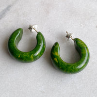 Marbled Plastic Hoop Earrings